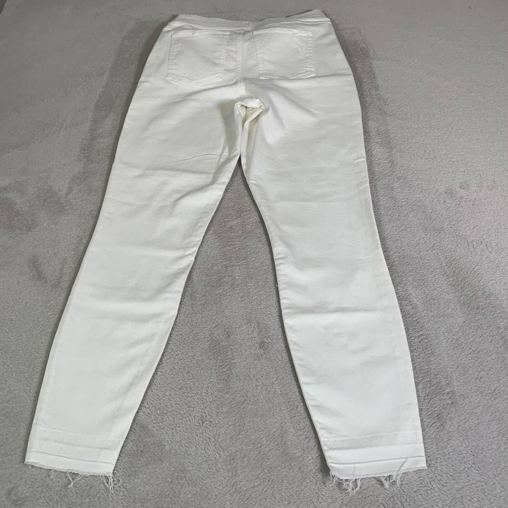 Spanx Distressed Skinny Jeans Womens Medium White Mid Rise Shaping Stretch NEW - Picture 16 of 16